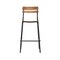 Emma and Oliver Blanchard Set of 2 Bar Stools with Metal Frames and Solid Wood Seats and Backs with Antique Finishes